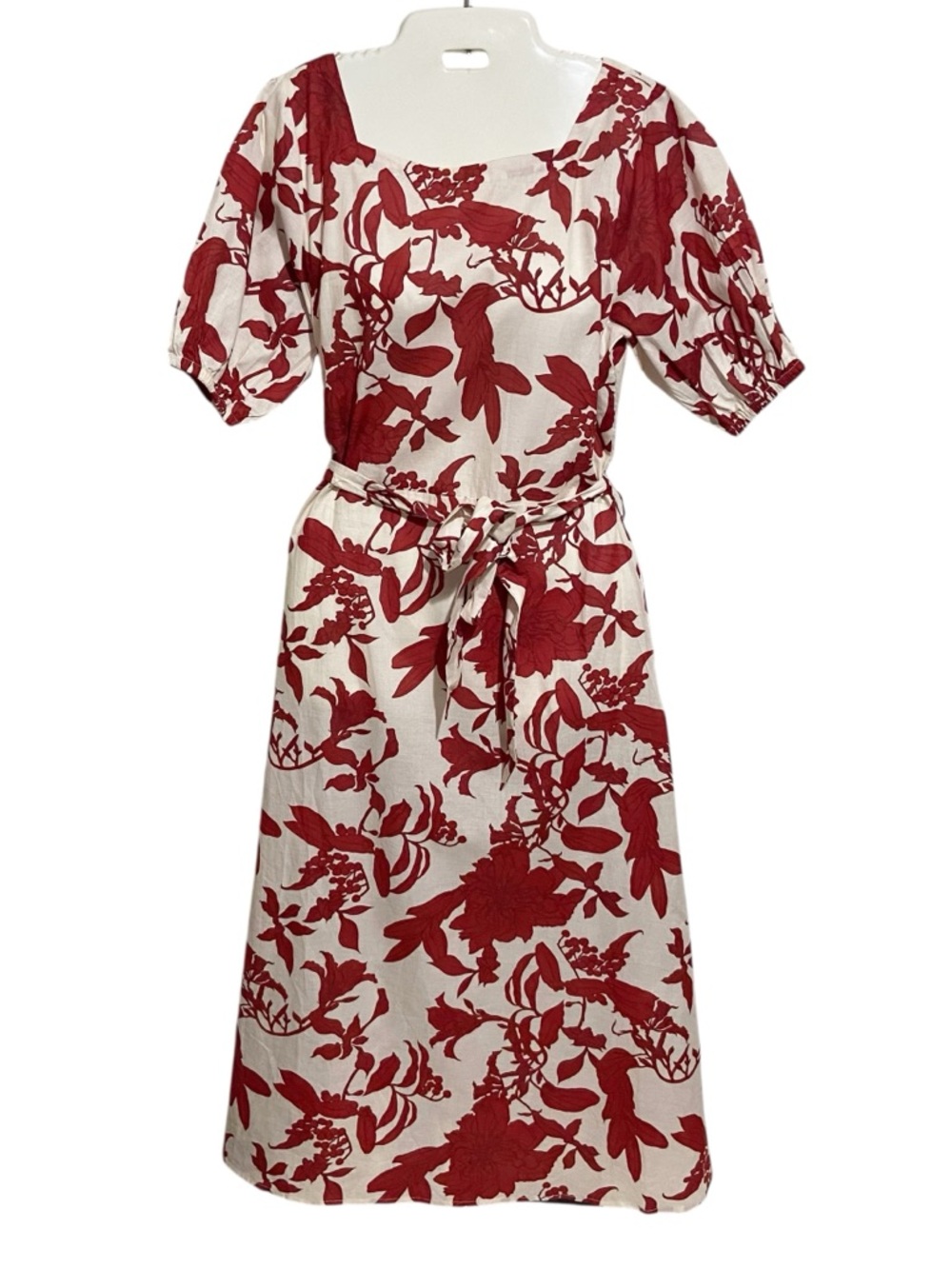 Sana Safinaz Wesst Dress Womens Small Pakistani Indian Boho Belted Cotton Red
